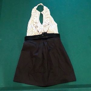 Bebe dressy/dress casual halter-dress black/stripe